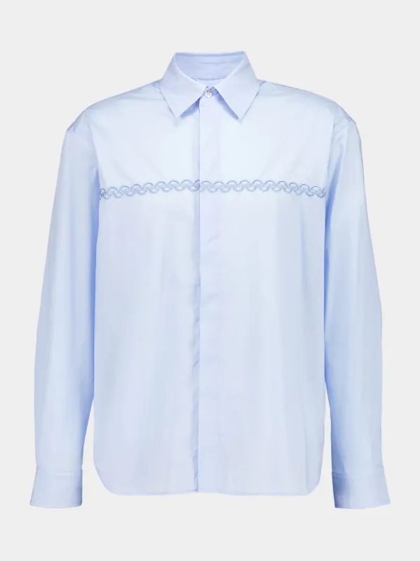 Blue Embroidered Cotton Voile Shirt made by comma