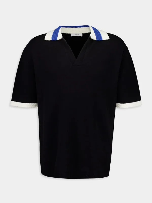Black Hand-Crochet Collar Polo made by comma
