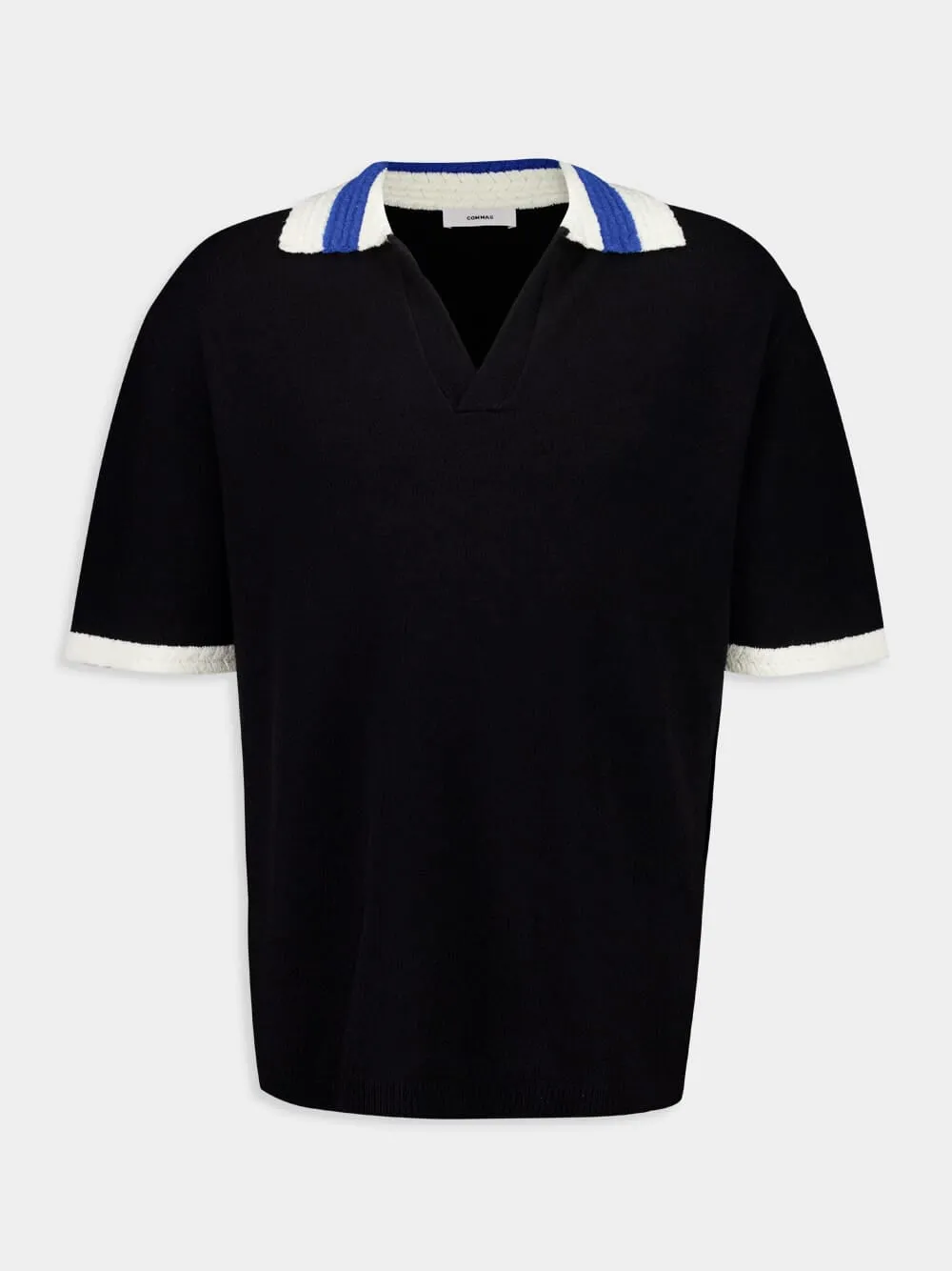 Black Hand-Crochet Collar Polo sold by Fashion Clinic