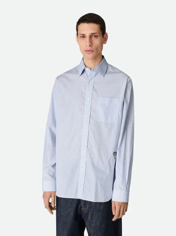 Blue White Striped Cotton Poplin Shirt made by Bottega Veneta