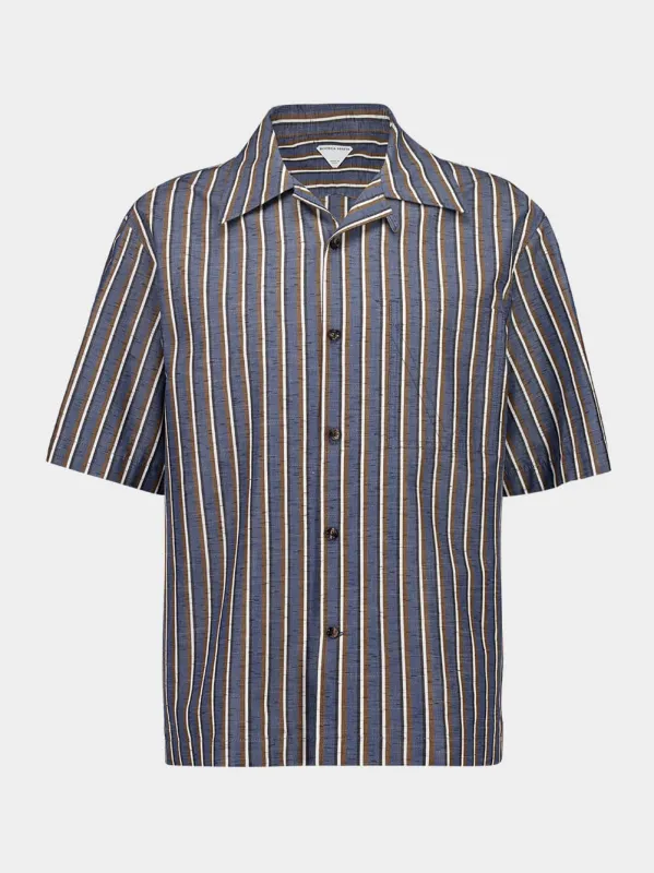 Stripe Cotton-Linen Short Sleeve Shirt made by Bottega Veneta