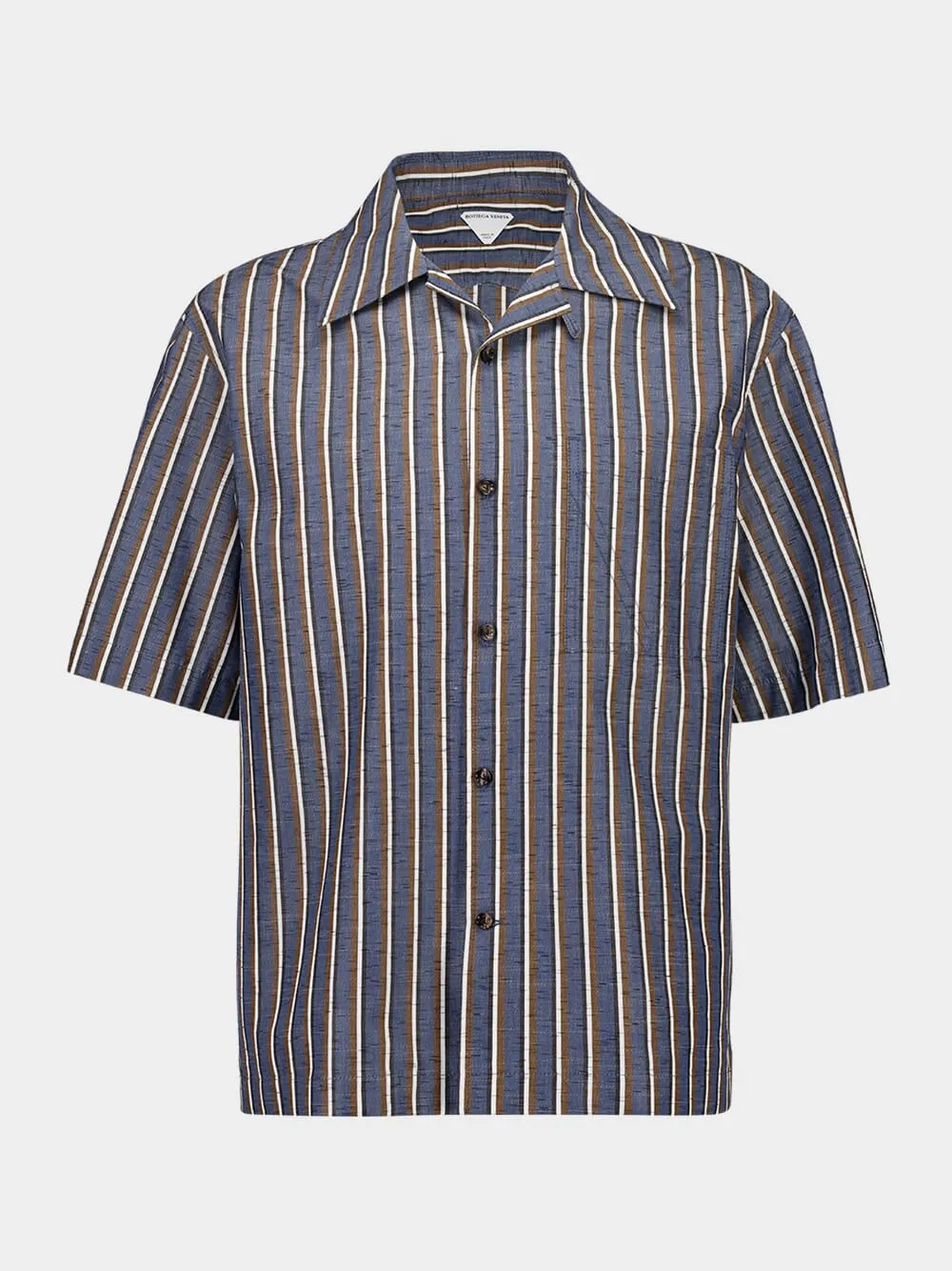 Stripe Cotton-Linen Short Sleeve Shirt sold by Fashion Clinic
