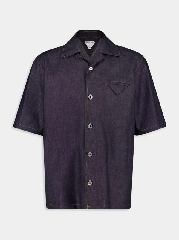 Rinsed Indigo Straight Denim Shirt made by Bottega Veneta