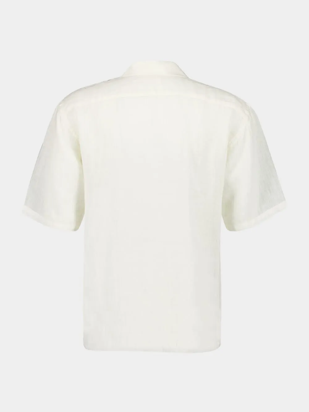 White Short-Sleeve Relaxed Fit Linen Shirt sold by Fashion Clinic product image thumbnail 2