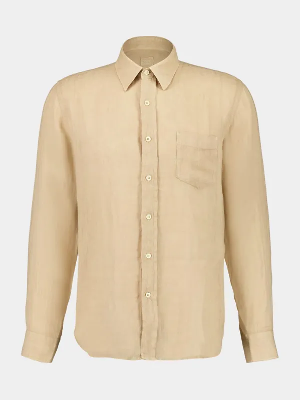 Almond Long-Sleeve Regular Fit Linen Shirt made by Fashion Clinic