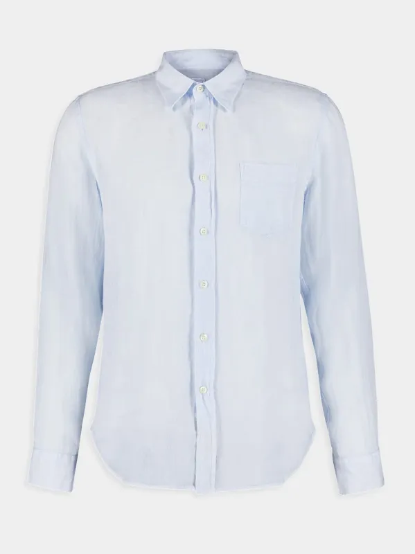 Regular Fit Light Blue Linen Shirt made by Fashion Clinic