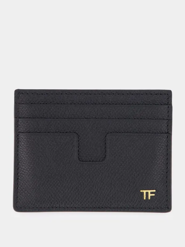 Black Calf Leather Cardholder with Central Pocket made by Tom Ford