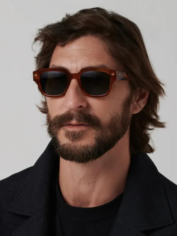 Rivoli Orange Turtle Sunglasses made by Ahlem Eyewear