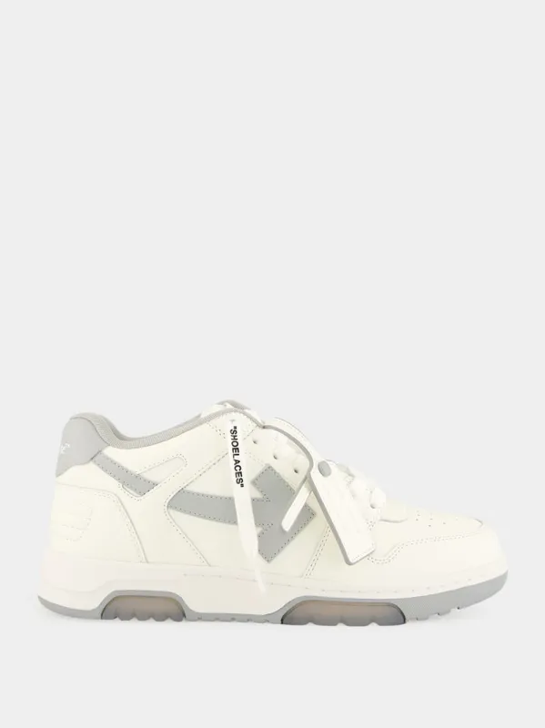 White and Grey Out of Office Sneakers made by Off-White