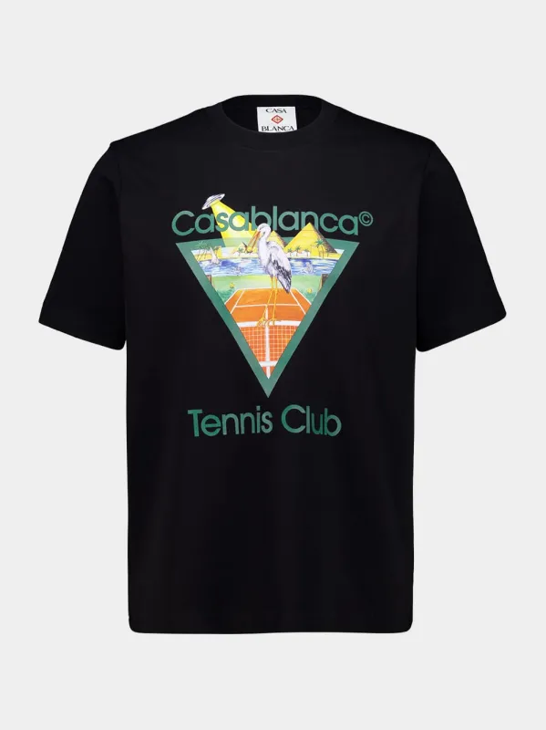 Black Tennis Club Pyramid T-Shirt made by Casablanca