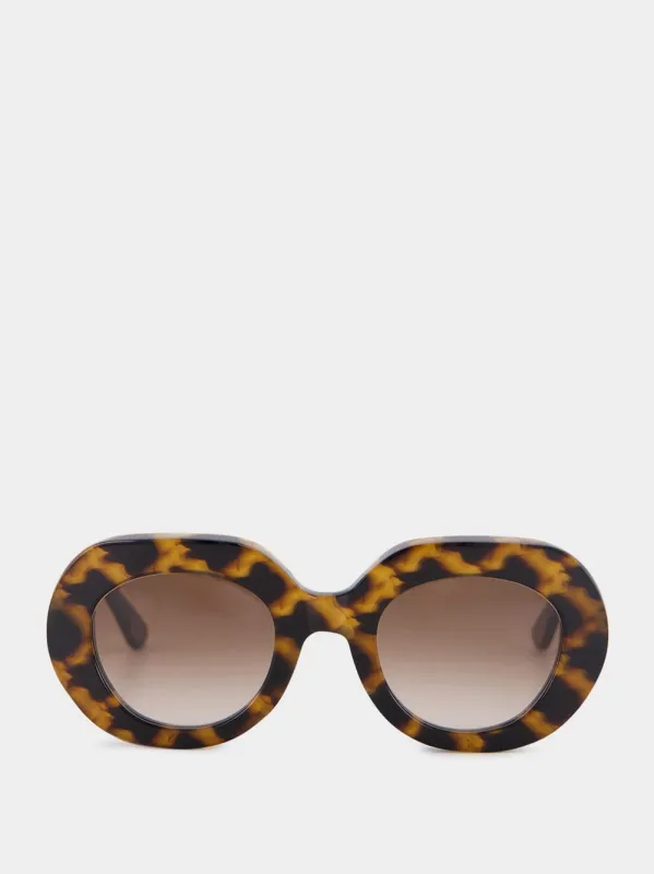 Tortoiseshell Love Oval Acetate Sunglasses made by Fashion Clinic