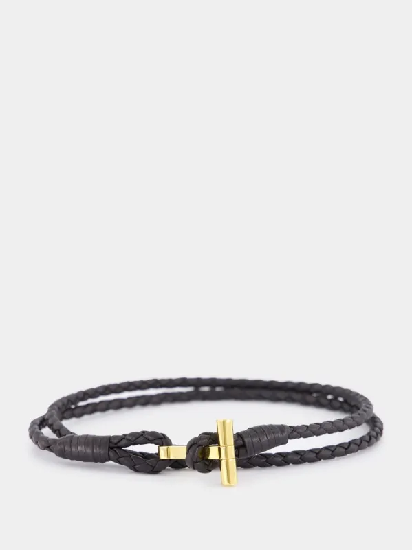 Dark Brown Braided T Bracelet made by Tom Ford