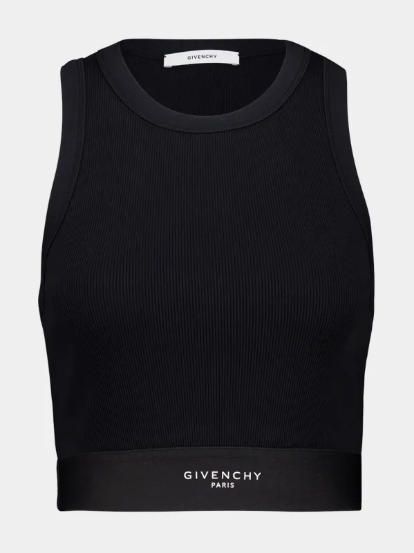 Black Cropped Cotton Tank Top with Band made by Givenchy
