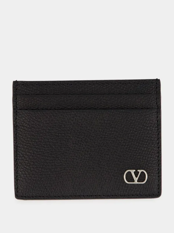 Black VLogo Signature Grainy Calfskin Cardholder made by Valentino Garavani