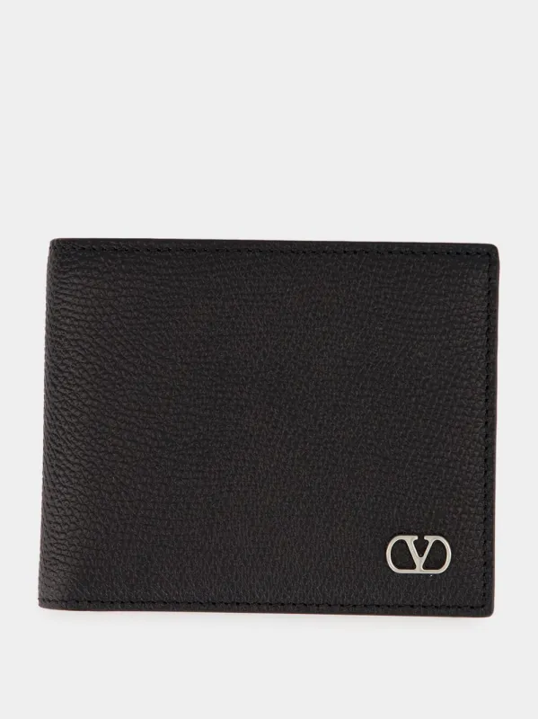 Black VLogo Signature Grainy Calfskin Wallet made by Valentino Garavani