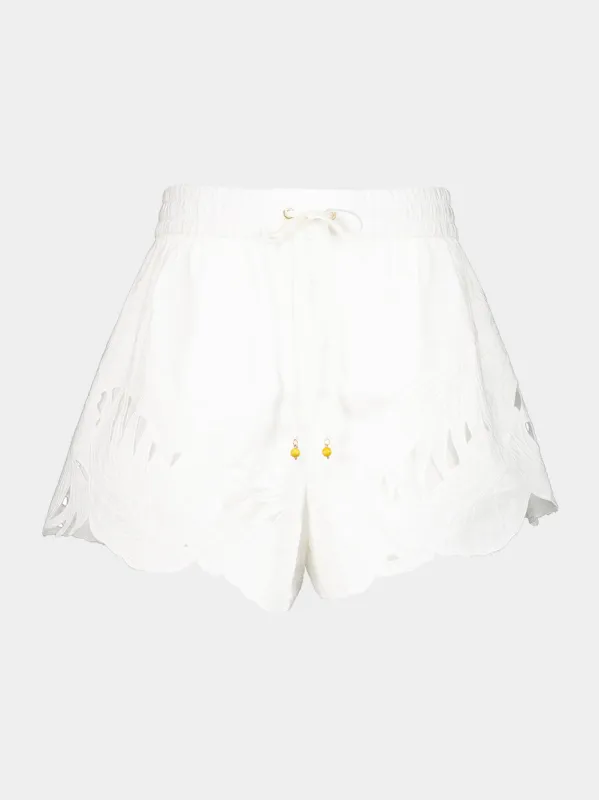 Ivory Mahon Embroidered Shorts made by Zimmermann