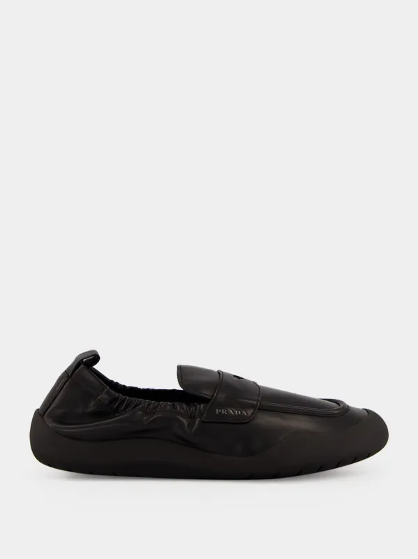 Black Speedrock Leather Loafers made by Prada
