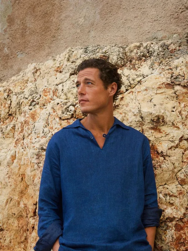 Night Iris Vincent Linen Shirt made by Orlebar Brown