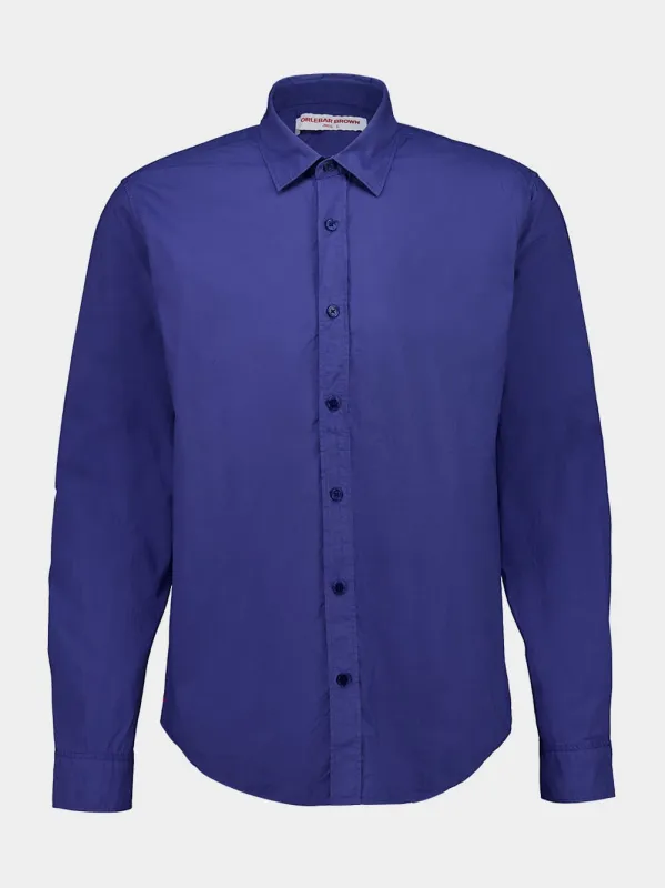 Nightfall Blue Giles Poplin Shirt made by Orlebar Brown