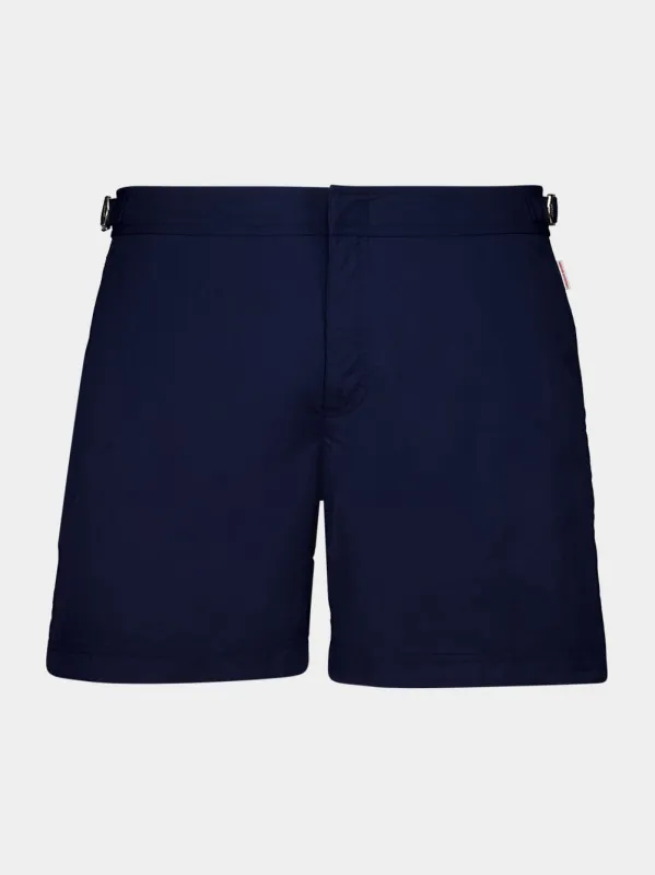 Navy Blue Bulldog Mid-Length Swim Shorts made by Orlebar Brown