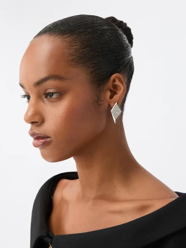 Silver Blade Crystal Earrings made by Versace