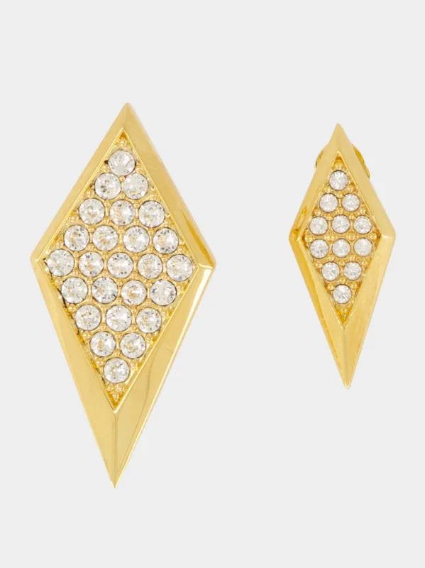 Gold Blade Crystal Earrings made by Versace