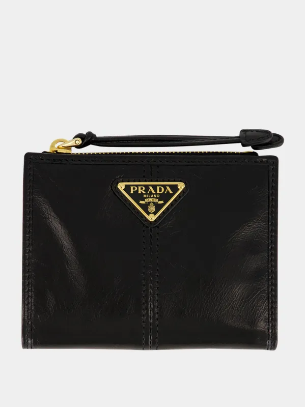 Black Small Leather Wallet made by Prada