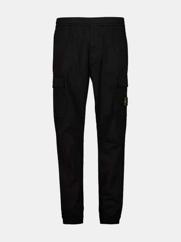Black Stretch Cargo Trousers made by Stone Island