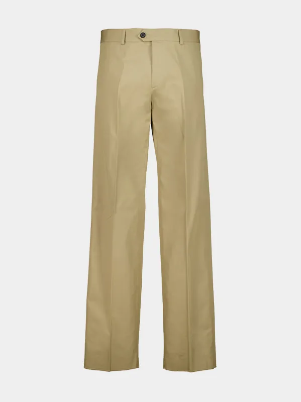 Beige Cotton Tailored Trousers made by Fendi
