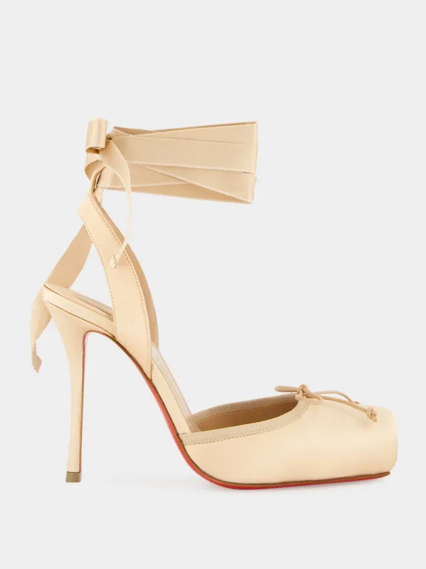 Blush Cassia Lace-Up Satin Pumps made by Christian Louboutin