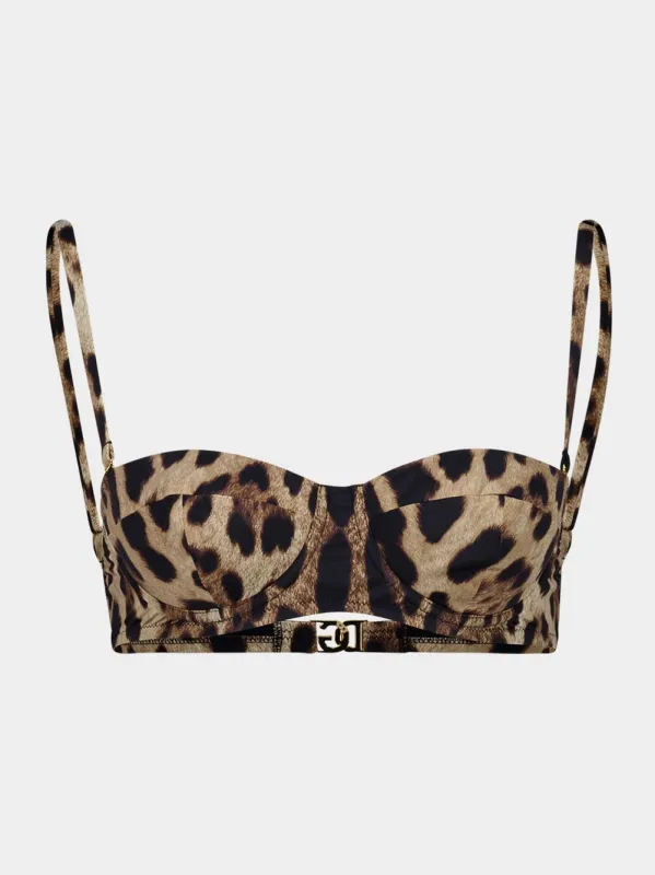 Leopard-Print Balconette Bikini Top made by Dolce & Gabanna