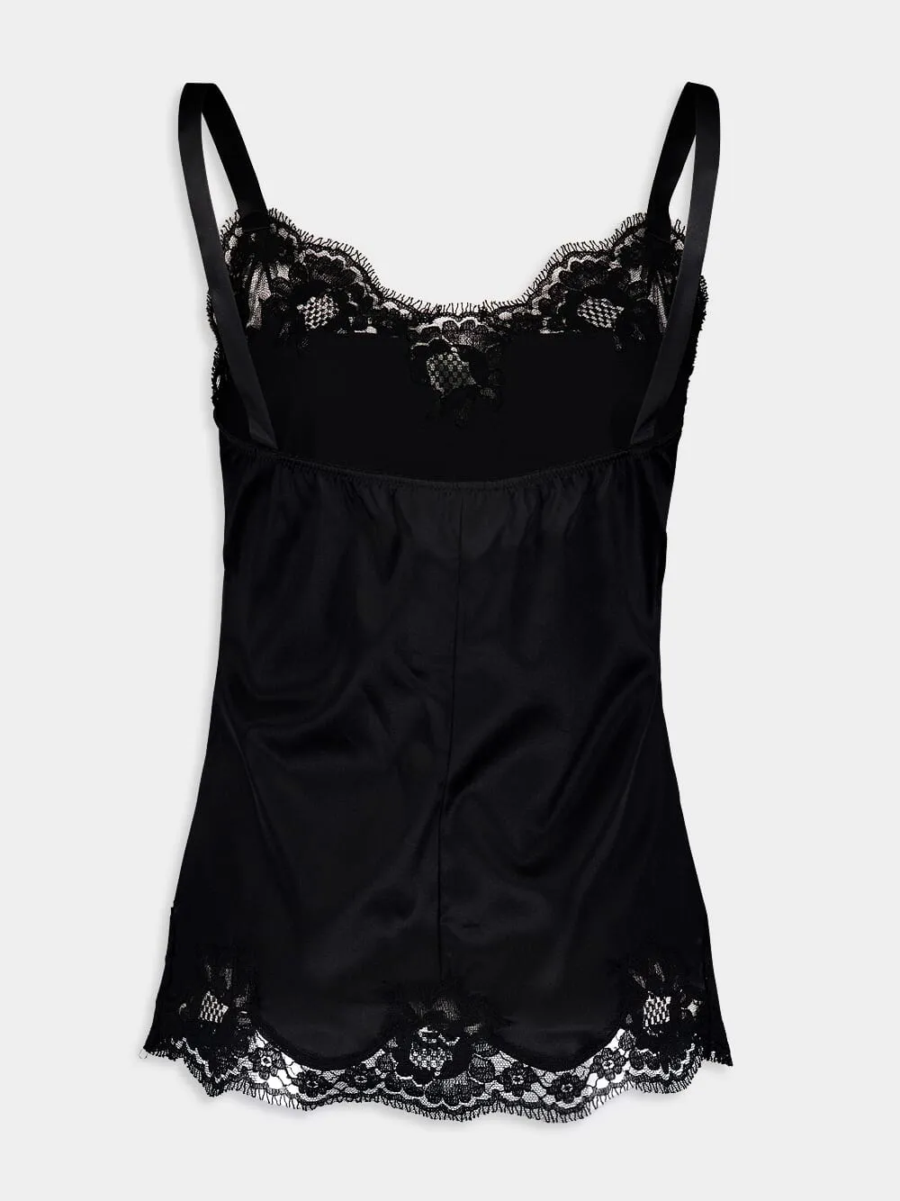 Black Lace-Trim Silk Top sold by Fashion Clinic product image thumbnail 2
