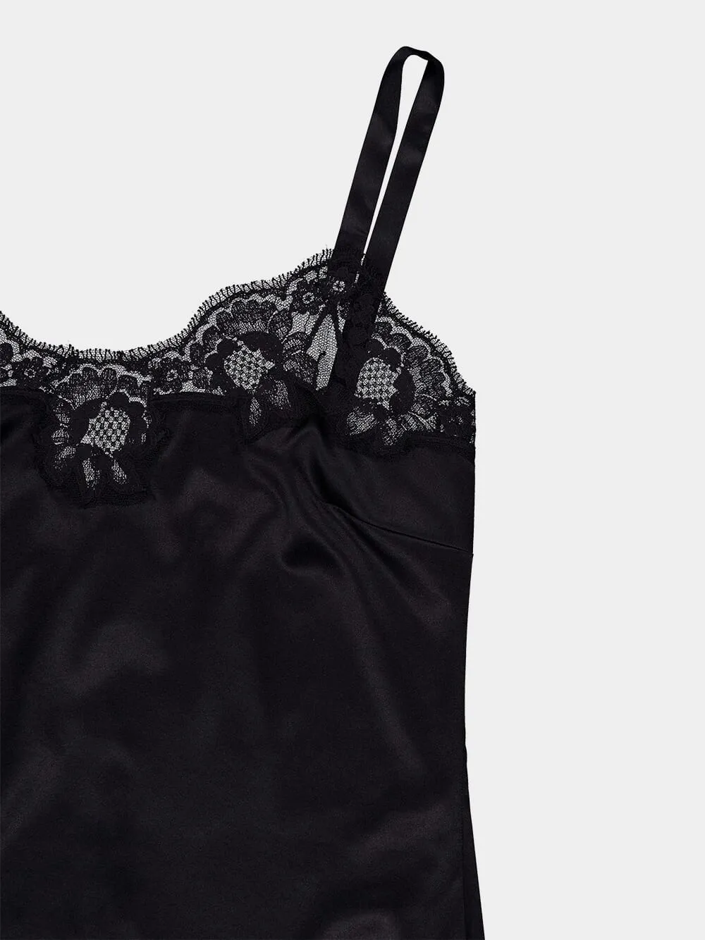 Black Lace-Trim Silk Top sold by Fashion Clinic product image thumbnail 3