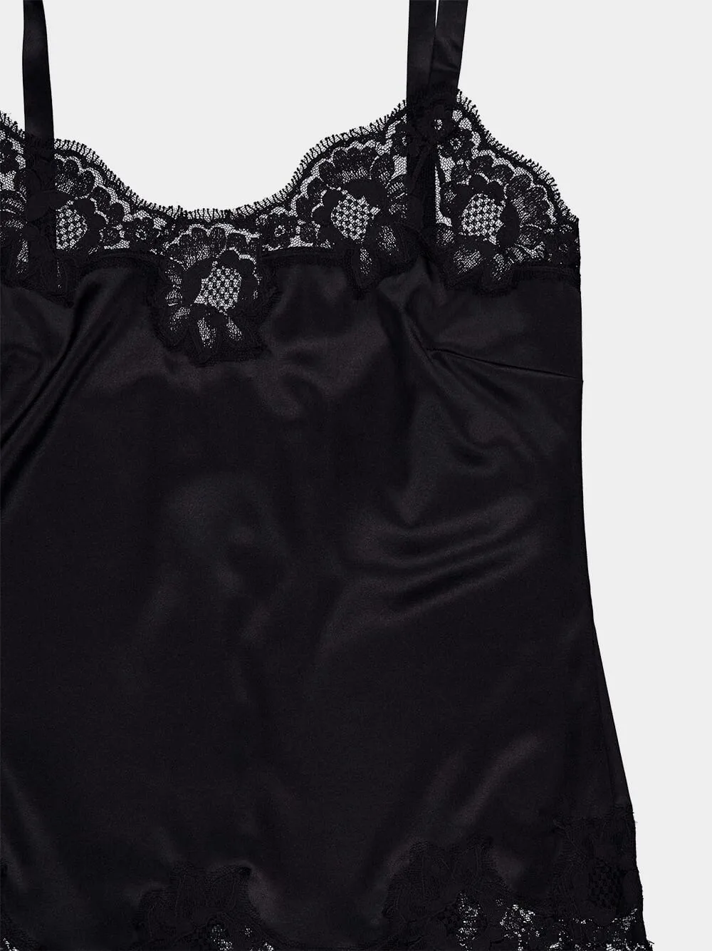 Black Lace-Trim Silk Top sold by Fashion Clinic product image thumbnail 5