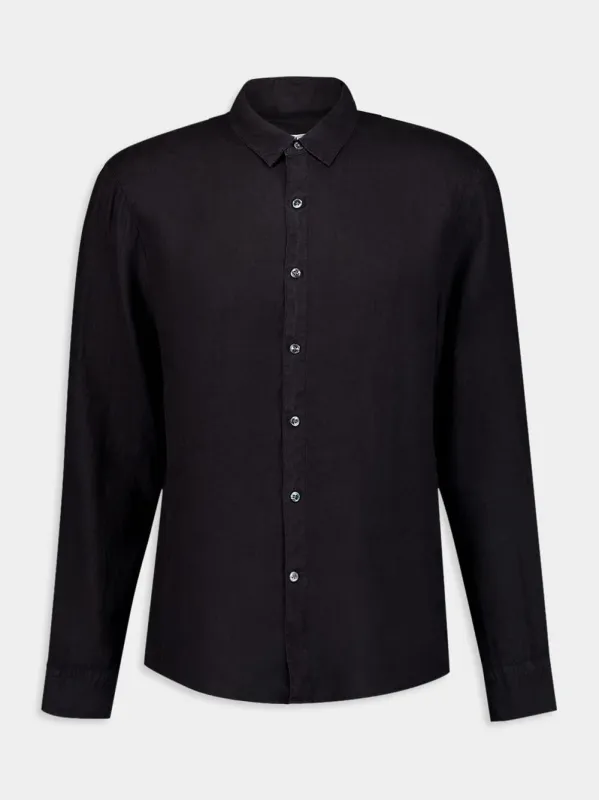 Classic Linen Black Shirt made by James Perse