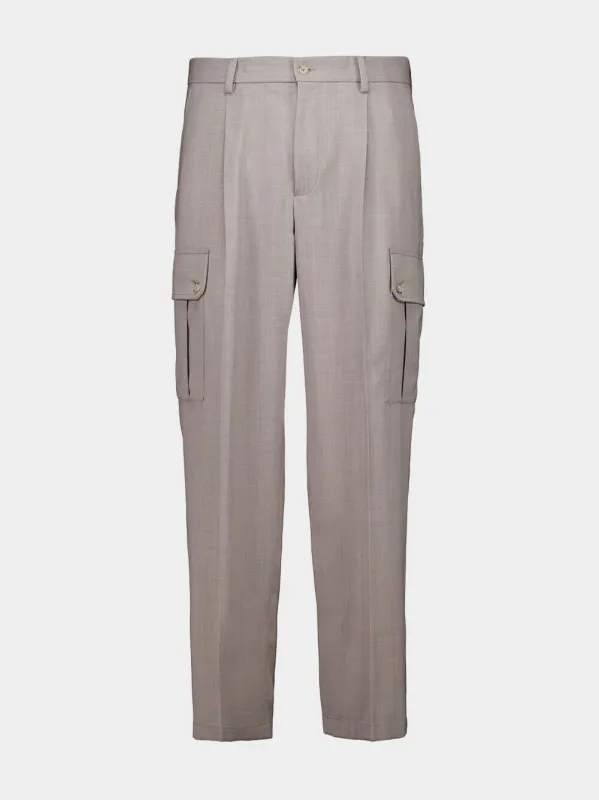 Grey Wool Cargo Trousers made by Dolce & Gabanna