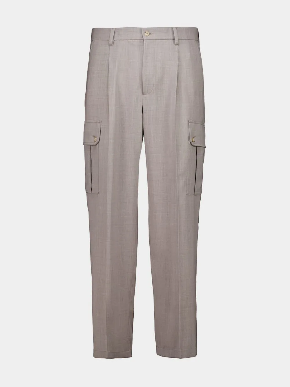 Grey Wool Cargo Trousers sold by Fashion Clinic