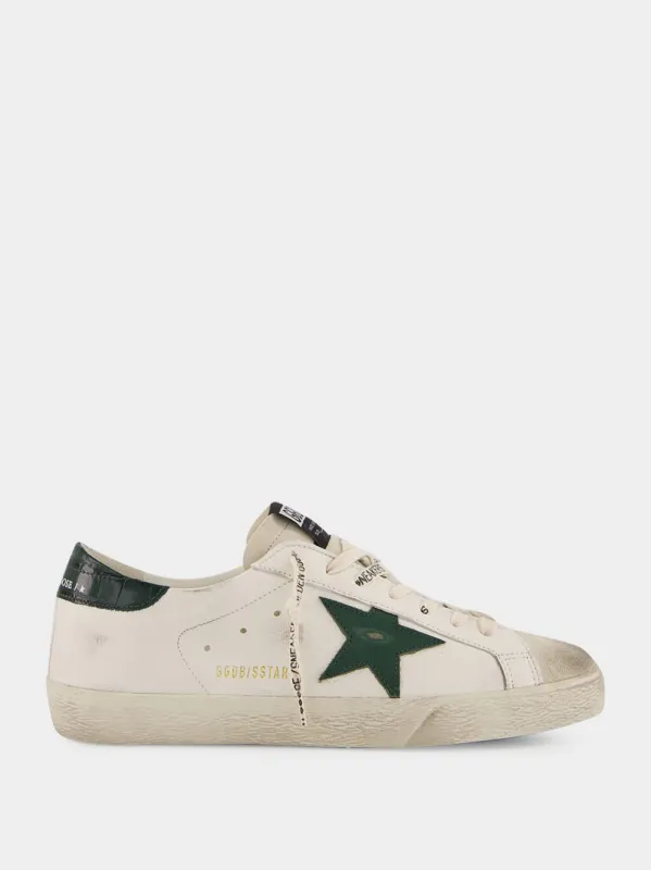 White and Green Superstar Sneakers made by Golden Goose