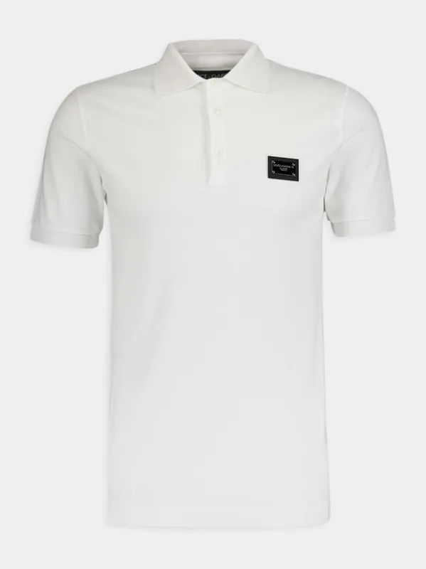 Branded Tag Cotton Piqué Polo-Shirt made by Dolce & Gabanna