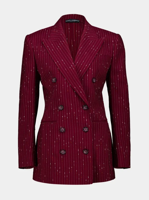 Red Pinstriped Double-Breasted Jacket made by Dolce & Gabanna
