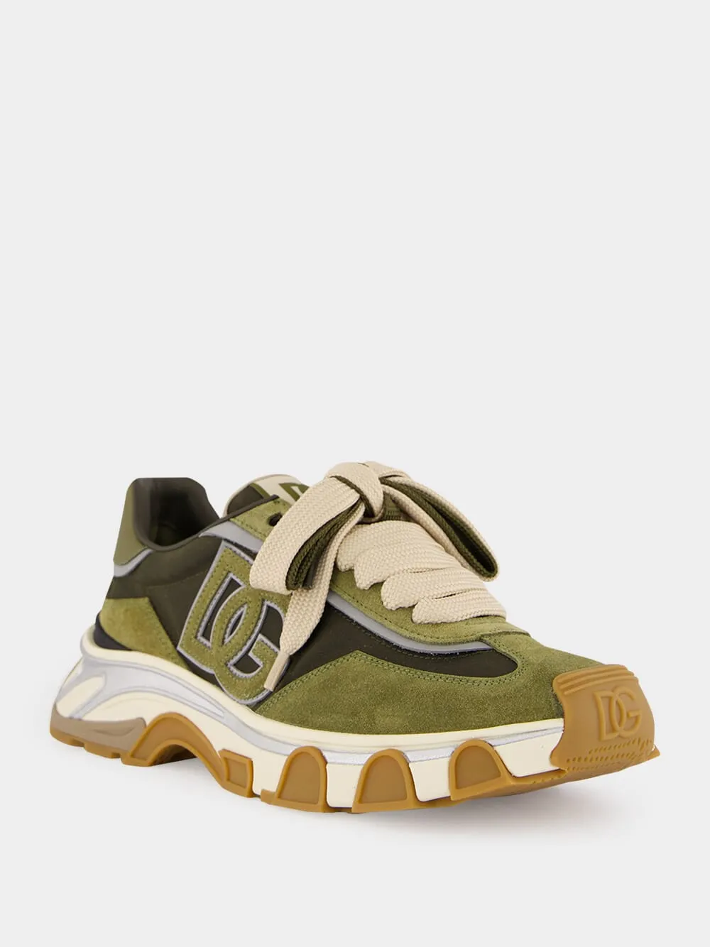 Olive Green Sports Low-Top Leather Sneakers sold by Fashion Clinic product image thumbnail 2