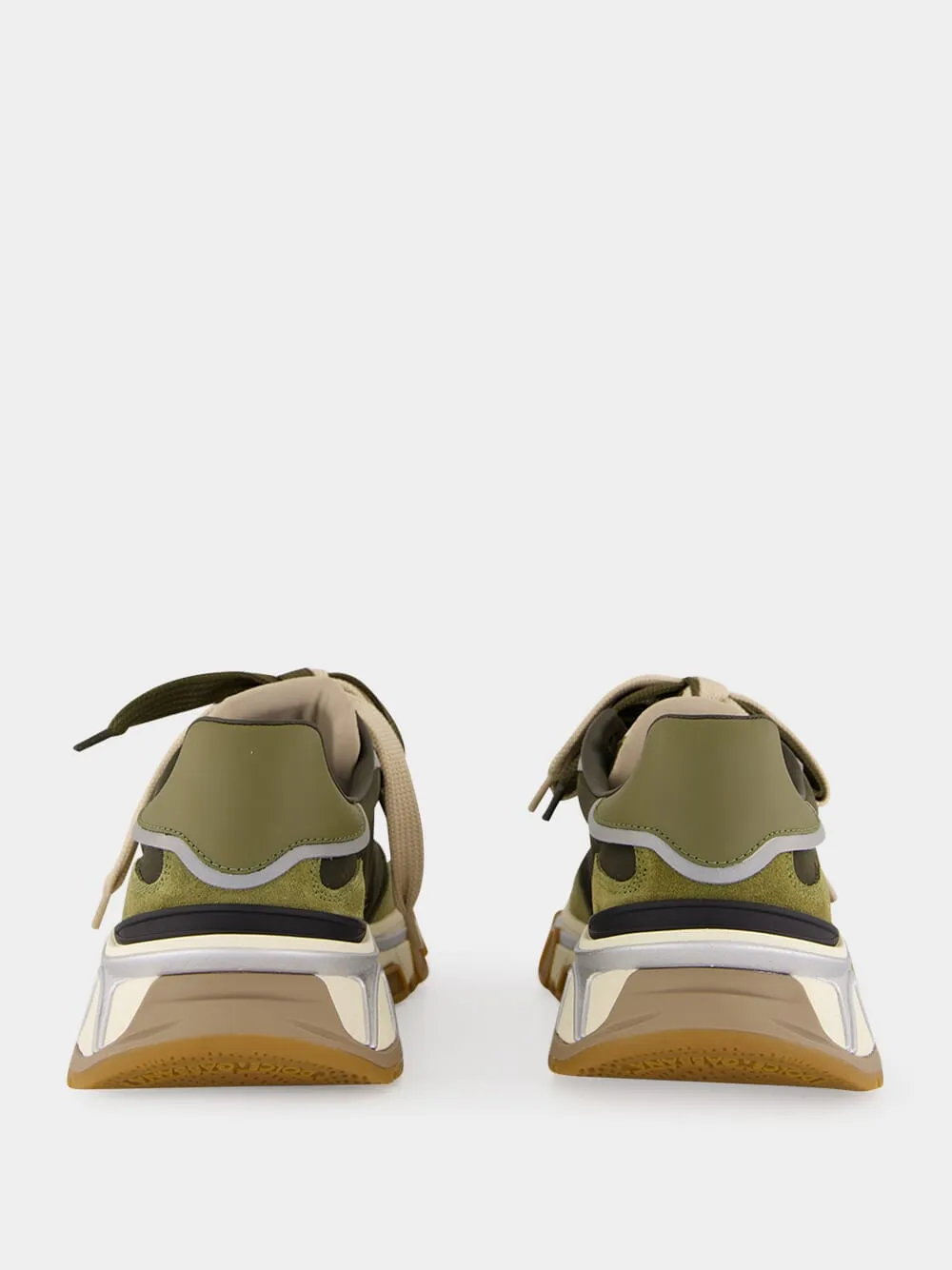 Olive Green Sports Low-Top Leather Sneakers sold by Fashion Clinic product image thumbnail 3