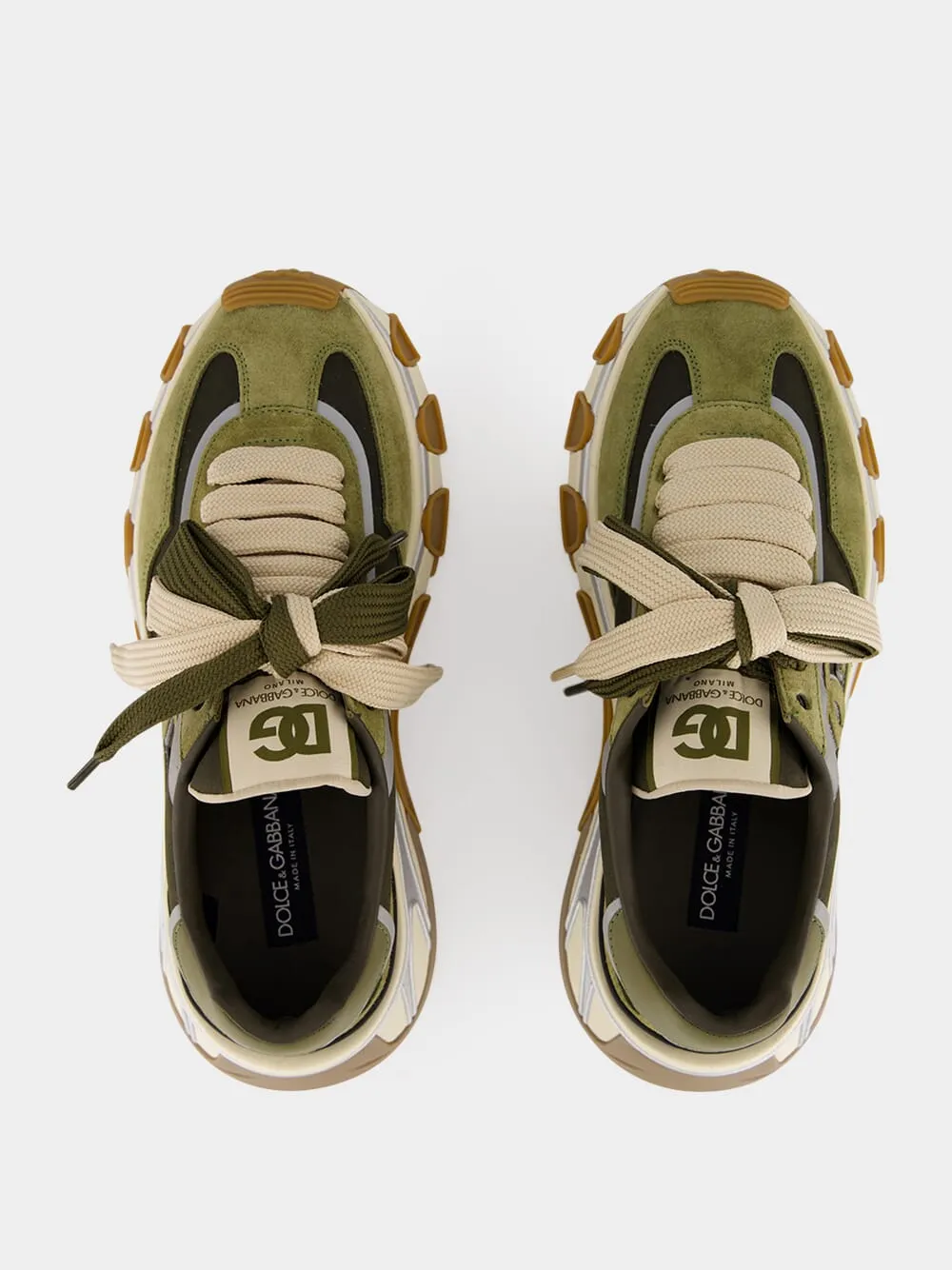 Olive Green Sports Low-Top Leather Sneakers sold by Fashion Clinic product image thumbnail 4