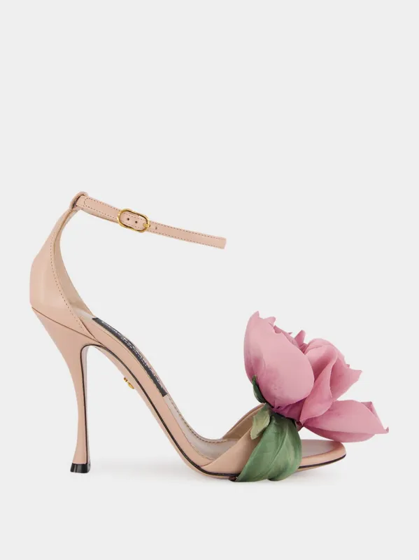 Pink Keira Floral Heeled Sandals made by Dolce & Gabanna