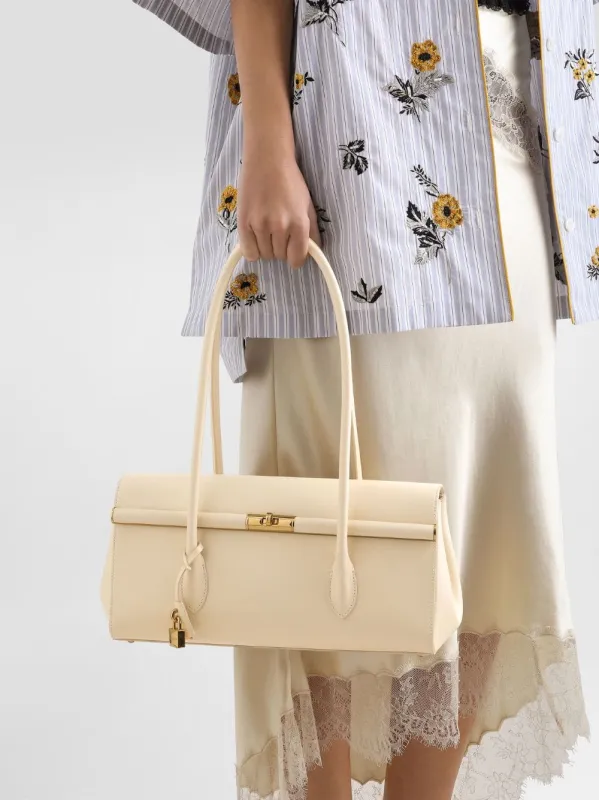White Marlene Palmellato Leather Handbag made by Dolce & Gabanna