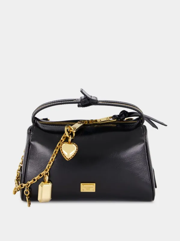 Vittoria Shoulder Bag with Charms in Black made by Dolce & Gabanna