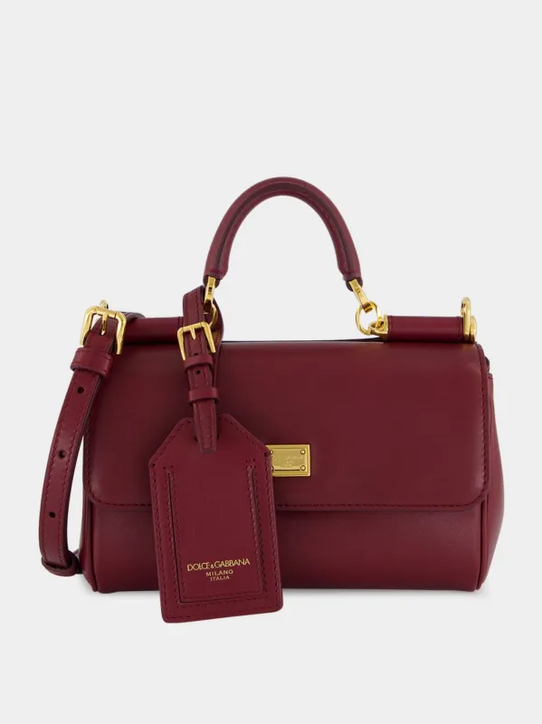 Bordeaux My Sicily Mini Calfskin Handbag made by Dolce & Gabanna