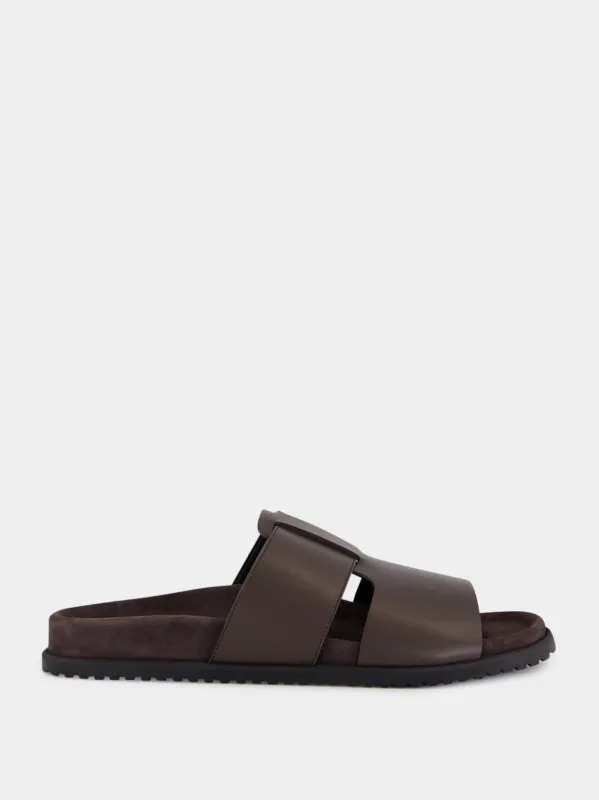 Ebony Flat Leather Sandals made by Dolce & Gabanna