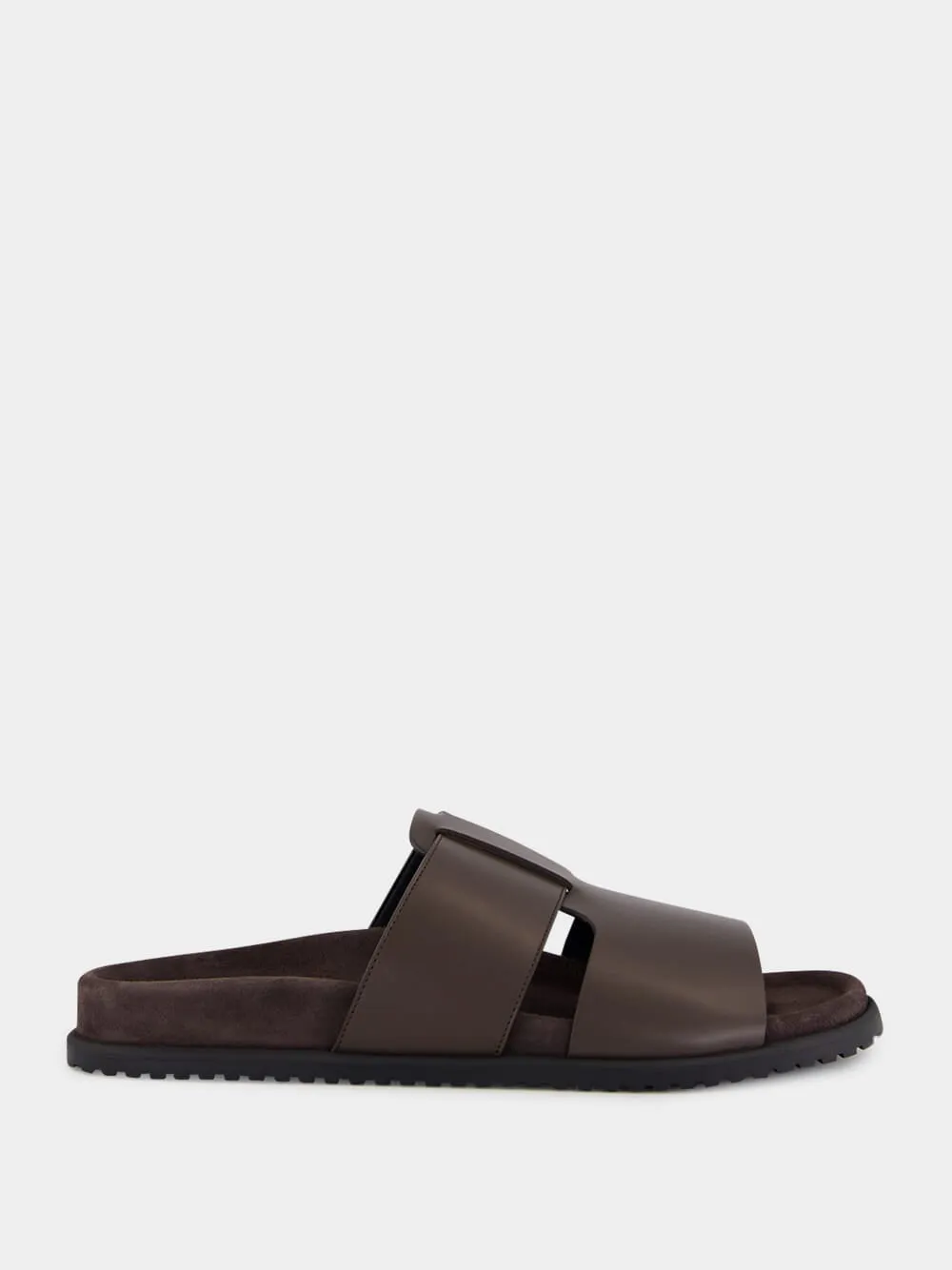 Ebony Flat Leather Sandals sold by Fashion Clinic