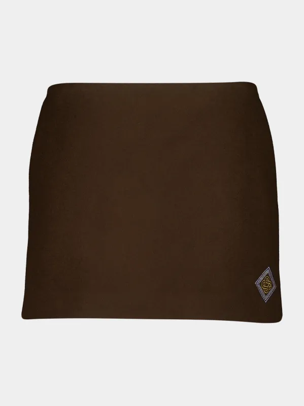 Dark Brown Wool Mini Skirt made by Casablanca